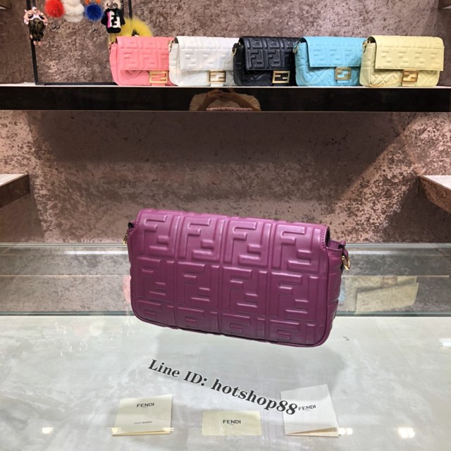 FENDI精品女包 芬迪BAGUETTE中號羊皮手袋 Fendi 0191M迷你肩背斜挎包 fdzg2537